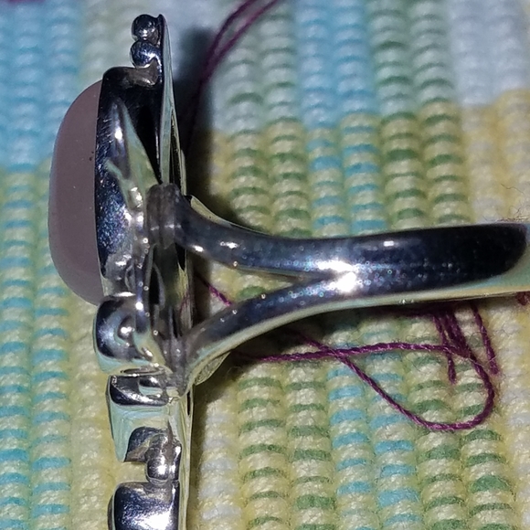 Sterling Silver Rose quartz Garnet Angel wing Ring size 7.5 - Picture 5 of 6